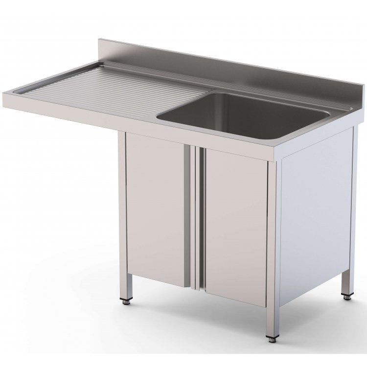 Fregadero Acero Inoxidable 2 Cubas Derecha Para Lavavajillas Fondo 700 Con Puertas Correderas 1800x700x850h mm IS1718R2DWD