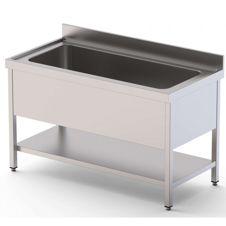 Fregadero Gran Capacidad Acero Inoxidable 1 Cuba Fondo 700 Con Mueble Con Estante 1200x700x400h mm IS1712C1HCS1 Fregadero Gran Capacidad Acero Inoxidable 1 Cuba Fondo 700 Con Mueble Con Estante 1200x700x400h mm IS1712C1HCS1