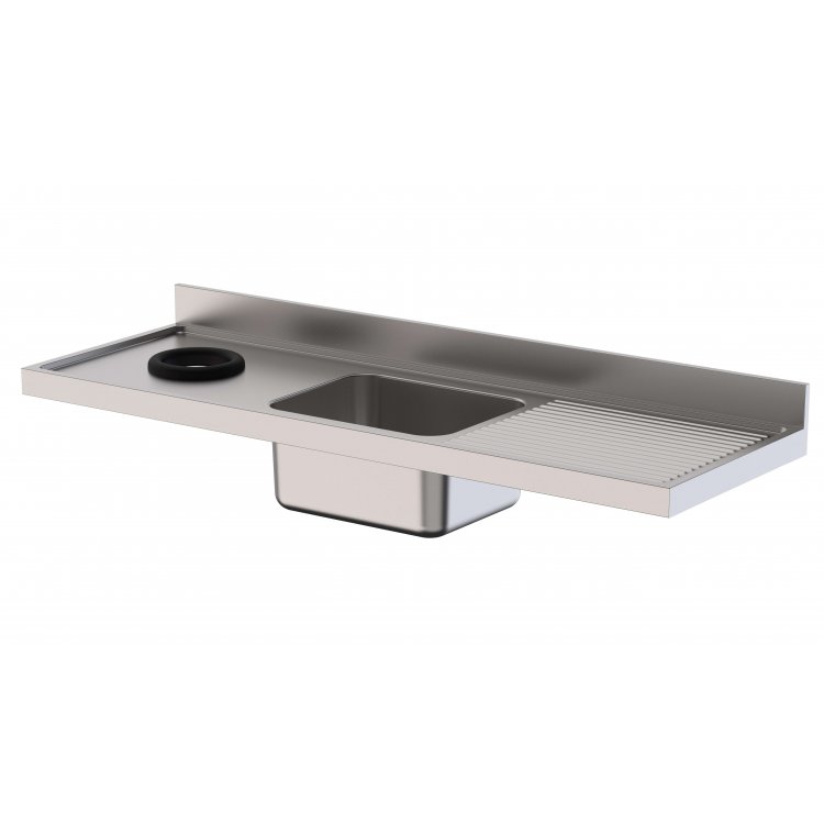 Fregadero Acero Inoxidable 1 Cuba Derecha Con Aro Desbarazado Fondo 600 Sin Mueble 1400x600x300h mm IS1614LWH10