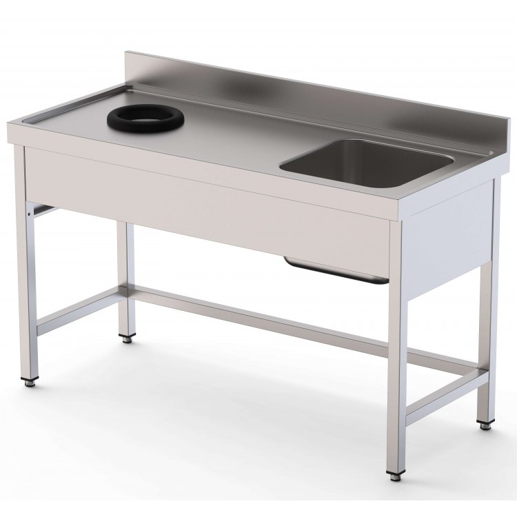 Fregadero Acero Inoxidable 1 Cuba Izquierda Con Aro Desbarazado Fondo 600 Con Mueble 1400x600x850h mm IS1614RWHS0