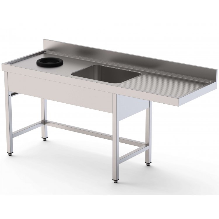 Fregadero Acero Inoxidable 1 Cuba Derecha Con Aro Desbarazado Fondo 600 Con Mueble Para Lavavajillas 1800x600x850h mm IS1618LWHD