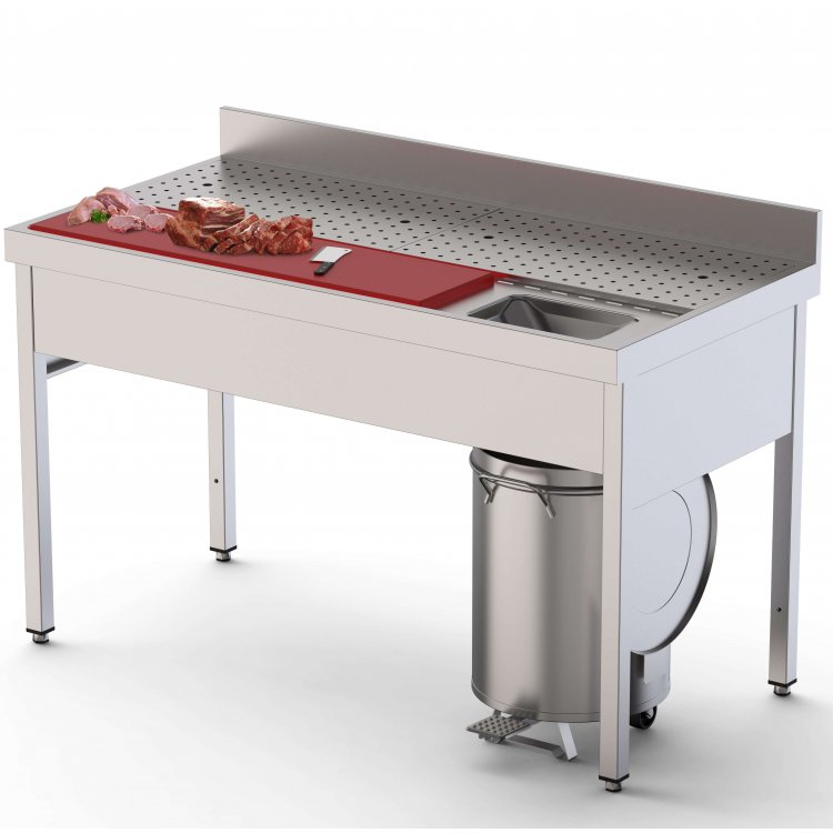 Mesa Preparación de Alimentos Acero Inoxidable Con Cubeta Fondo 700 Con Mueble 1400x700x850h mm IS1714FPVS0