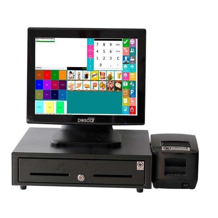 Sistema TPV Compacto Táctil capacitiva: TPV Compacto+Cajón Portamonedas+Impresora de Tickets 58mm Versión Completa Hostelería MC