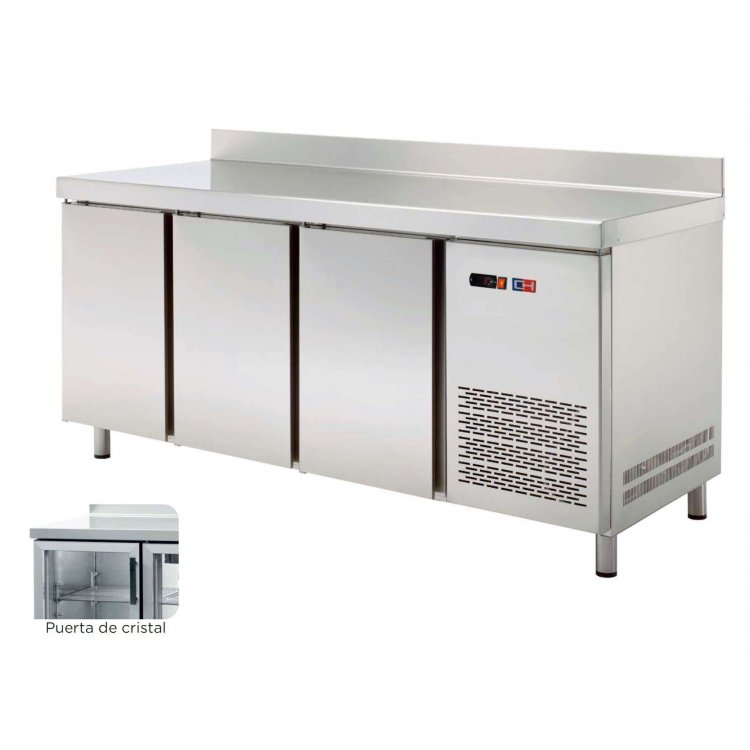 Mesa Snack Refrigerada 4 puertas CRISTAL  Fondo 600 de 2542 x600 x850h mm CORDOBA MRCH-250V