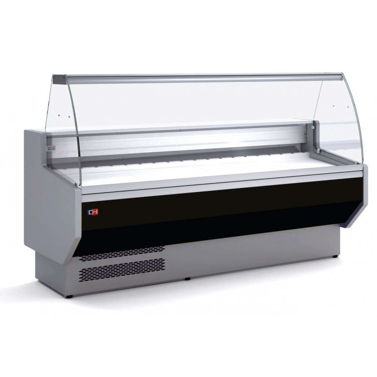 Vitrina Refrigerada Expositora Cristal Curvo con Reserva Decoración Negra Fondo 900 de 1525 x940 x1235h mm BADAJOZ VEC150-9 Vitrina Refrigerada Expositora Cristal Curvo con Reserva Decoración Negra Fondo 900 de 1525 x940 x1235h mm BADAJOZ VEC150-9