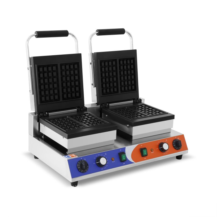 Máquina de gofres Doble  eléctrica 1,5+1,5KW 63X380X270h mm PEKÍN WF-2210-2