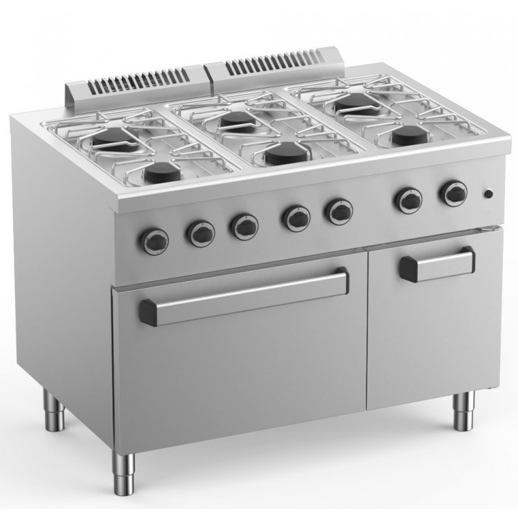 Cocina a Gas 6 Fuegos con Horno Eléctrico Estático GN2/1 Fondo 700 ELFU711FE START LINE Cocina a Gas 6 Fuegos con Horno Eléctrico Estático GN2/1 Fondo 700 ELFU711FE START LINE