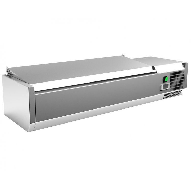 Vitrina 5 cubetas GN1/4 con TAPA de 1200 x335 x270h mm PEKIN VRX1200330SL