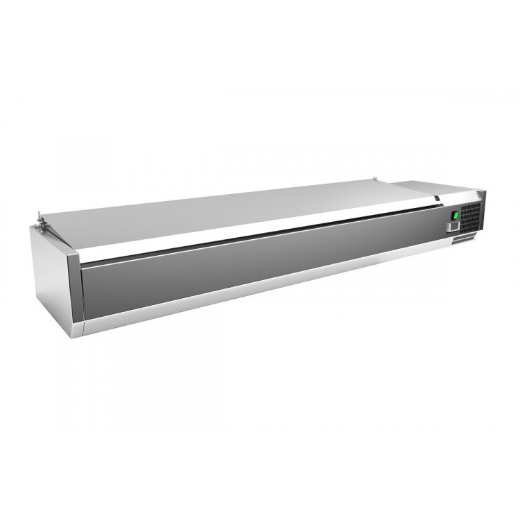 Vitrina 8 cubetas GN1/3 con TAPA de 1800 x395 x270h mm PEKIN VRX1800380SL