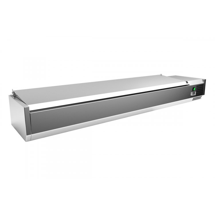 Vitrina 9 cubetas GN1/3 con TAPA de 2000 x 395 x270h mm PEKIN VRX2000380SL